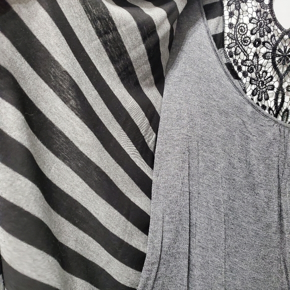 Deb Black & Gray Striped Cardigan with Lace Trim size 2XL - Picture 6 of 11